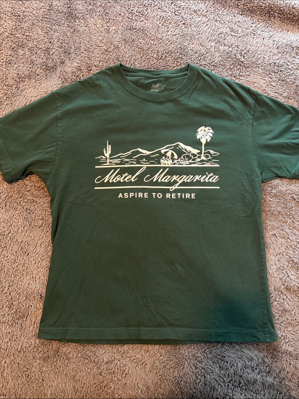 Motel Rocks Dark Green Tee with White Desert Graphic